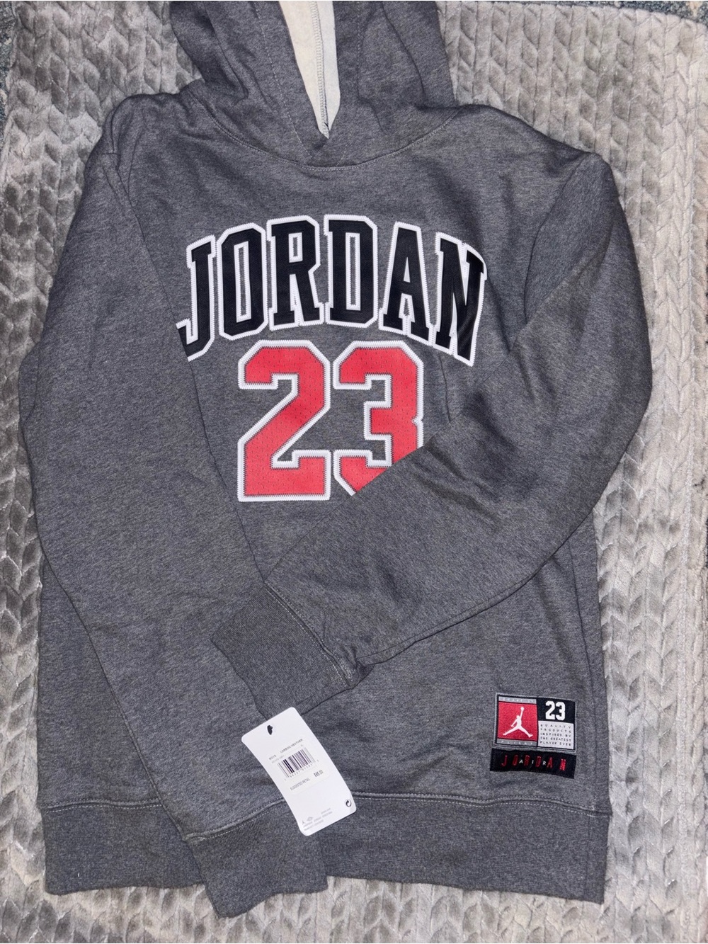 Jordan Gray Pullover Hoodie with Red '23'